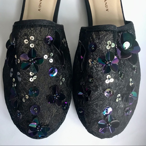 Rock & Candy by Zigi FANCY BLACK SEXY EMBELLISHED SEQUINS FLAT SLIPPERS Sz 8. - Picture 3 of 8
